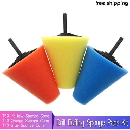 Drill Buffing Sponge Pads Kit, Car Buffers and Polishers Metal Polishing Tool for Automotive Car Wheels Hub Care Metal