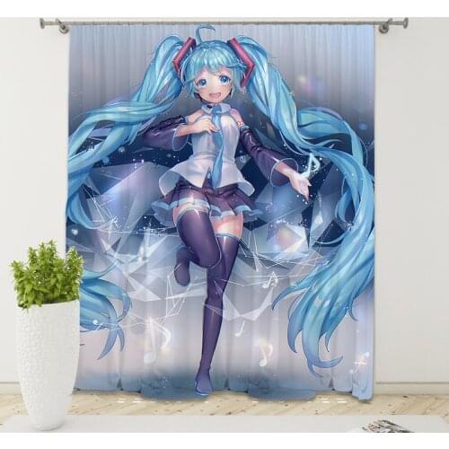 Singer Miku 3D Printing Blackout Curtain Bedroom Living Room Home Decoration for Children Girl Kids Boys