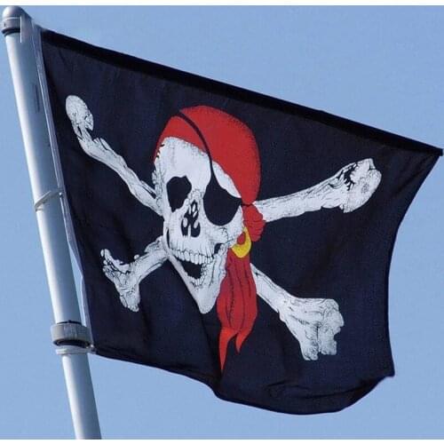 Halloween Party Decoration Pirate Flag 90*150cm Red Turban Bone Skull Pirate Flag Bar Charm Props Without Flagpole