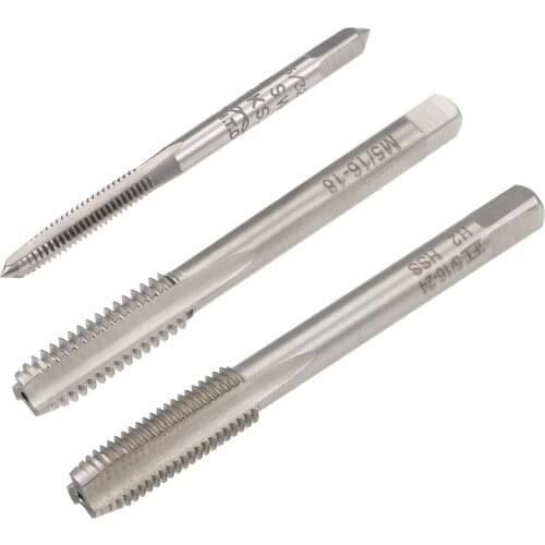 Uxcell Imperial Machine Tap BSW Thread Pitch 3-4 Straight Flutes H2 High Speed Steel Screw Threaded Taps Drills for cutting