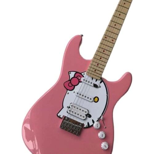 High quality pink electric guitar, 6 strings, live photos, custom support, free delivery, new model in 2021