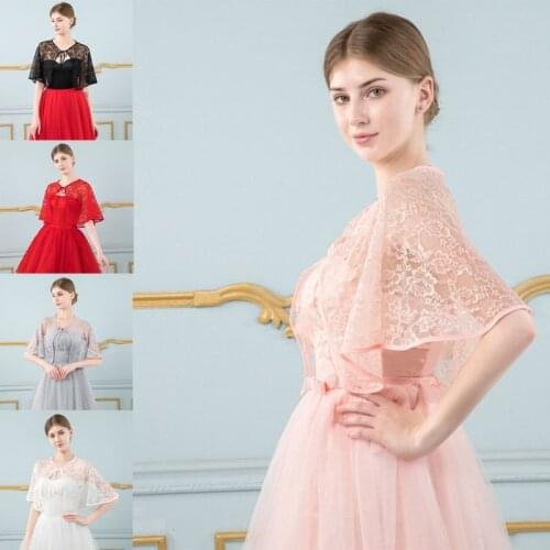 Womens Wedding Bridal Shawl Wrap Capelet See-Through Floral Lace Jacket Bolero Tulle Cape Bridesmaid Lace-Up Shrug Cover Up for