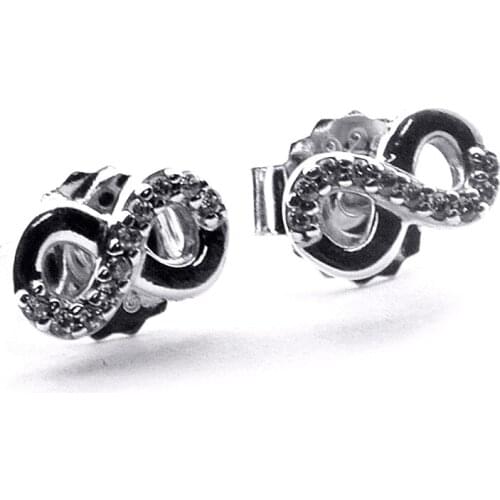 Genuine 925 Sterling Silver Earrings for Women Infinite Love Stud Earrings Party Wedding Gift Fine Jewelry brincos Wholesale