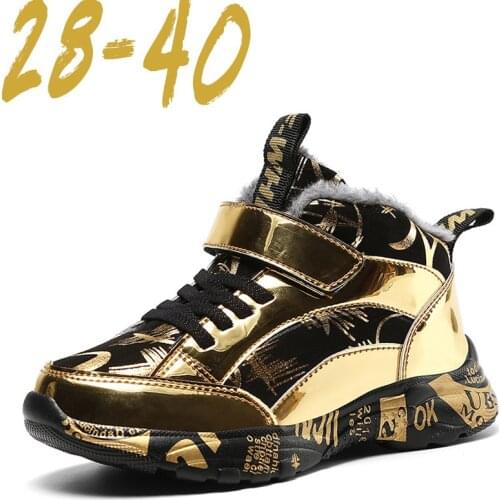 Winter Fashion Children Leather Shoes Velvet Boys Sports Fashion Casual Shoes Pu Lightweight Fashion Casual Outdoor Tennis Shoes