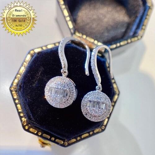 100% Au750 18k white gold Natural diamond all use 0.4ct earring Jewellery D-006