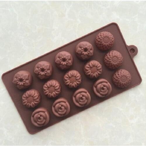 15 even different flower chocolate mold silicone jelly mold XG115
