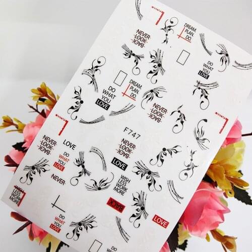 3D Nail Sticker Art Geometric Lines Letters Self Adhesive Sliders Stickers for Nails Foil Design Manicure Sticker Accessories