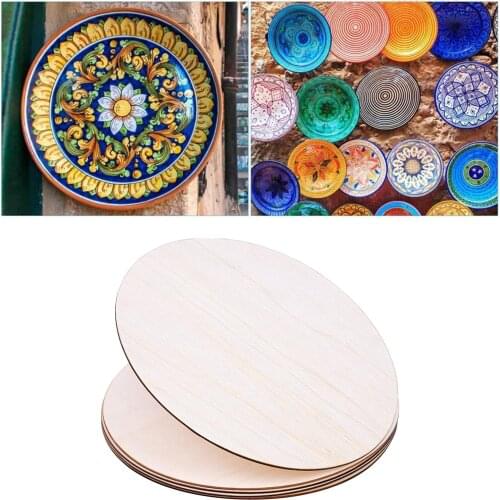 5pcs 30cm Natural Round Unfinished Wood Circles Wooden Pieces Embellishments for Art DIY Crafts projects ornaments costume Decor