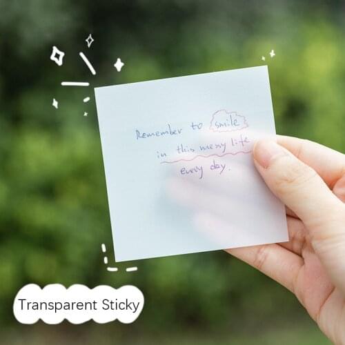 50 Sheets Waterproof PET Transparent Sticky Note Memo pad Daily To Do List School Stationery Office Accessories