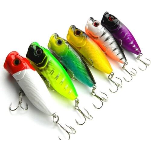 6pcs Popper Fishing lure 6.5cm/11.8g Fishing Popper Lure Crankbaits fishing bait popper 6# Hook pesca tackle accessories