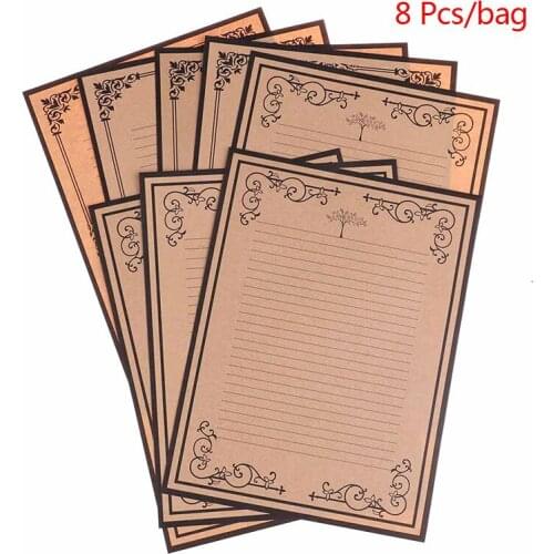 8 Sheets/Set Vintage Style Writing Paper Letter Stationery Kraft Office Supplies Retro Writing Paper