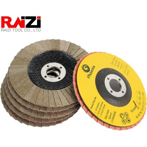 Raizi 100/125 mm Electroplated Flap Diamond Grinding Wheel for Marble Granite Grit 60 Stone Concrete Grinding Disc