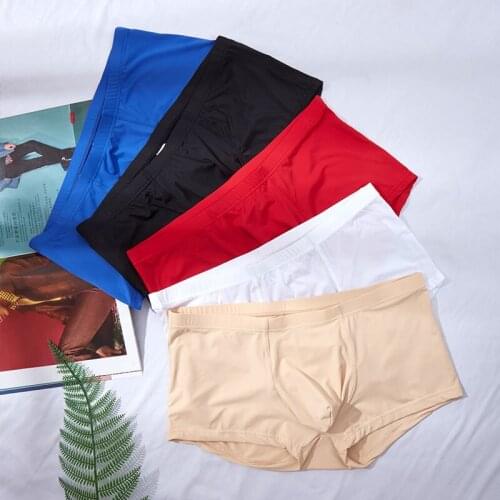 5PCS Men Boxers Silky Gay Underwear Sexy Boxer Low Waist Homme Underpants Cueca Boxer Underwear Ropa Interior Hombre Men Panties