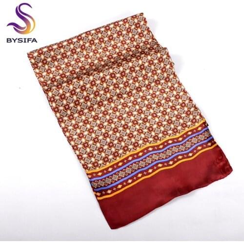 [BYSIFA] Winter Gold Yellow Men Scarves Cravat Fashion Men Business Scarves Neck Scarf Spring Autumn Winter New Plaid Silk Scarf