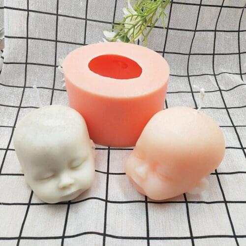 Eye-closing Baby Little Boy Head Silicone Candle Mold Resin Clay Plaster Mould for DIY