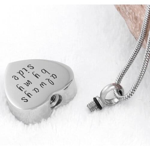 IJD9774 " always by my side" stainless steel Heart keepsake urn necklace cremation ash Holder pendant for Loved ones