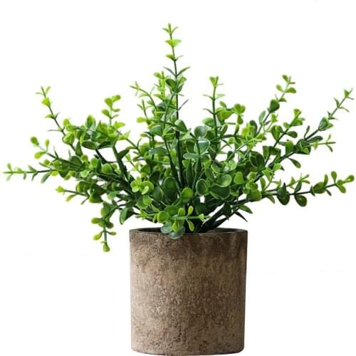 1PC Artificial Plants Potted Bonsai Green Eucalyptus Plants Fake Flowers Potted Ornaments For Home Garden Party Hotel Decoration