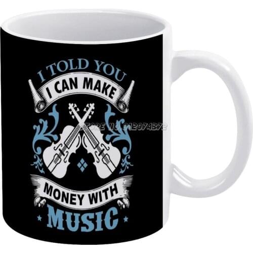 Violin Concert Coffee Mugs 330ml Creative Travel Mug and Cup Office Drinkware Mugs Tazza Violin Instrument Melody Symphony Conce