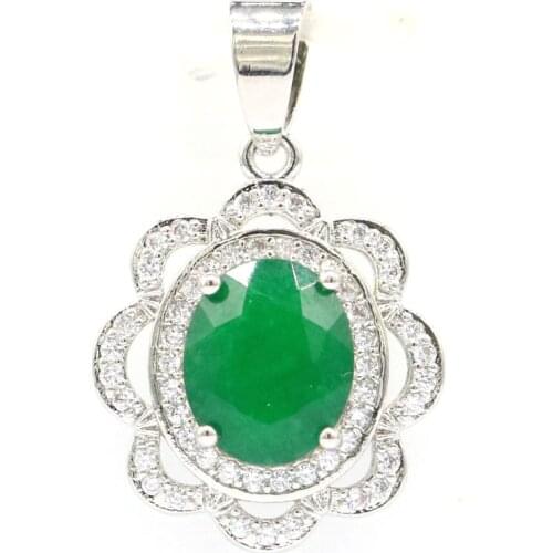 36x19mm Beautiful Created London Blue Topaz Bright Zircon Womans Wedding Silver Pendant