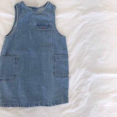 Summer Toddler Girls Dress Casual Korean Denim Strap Dress for Girl Kids Clothing 2 3 4 5 6 Y Kids Clothing Dress High Quality