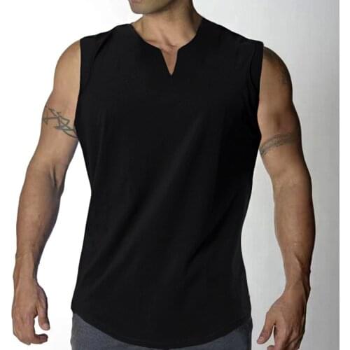 Men Tank Shirts V Neck Bodybuilding Slim Fit Workout Fitness Tank Top Tee Muscle Shirt for Men