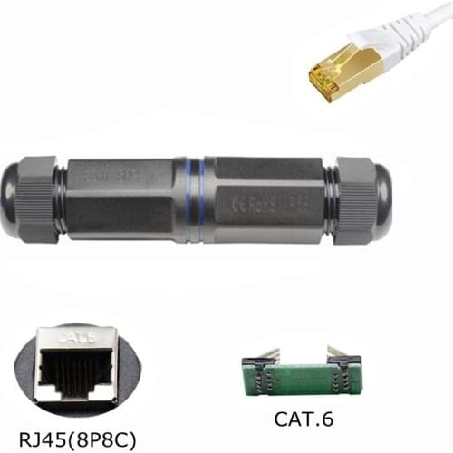 Outdoor RJ45 M25 Network Cable Waterproof Connector Double Head Shielding CAT5E CAT6 CAT6E IP68 Water Proof Cover
