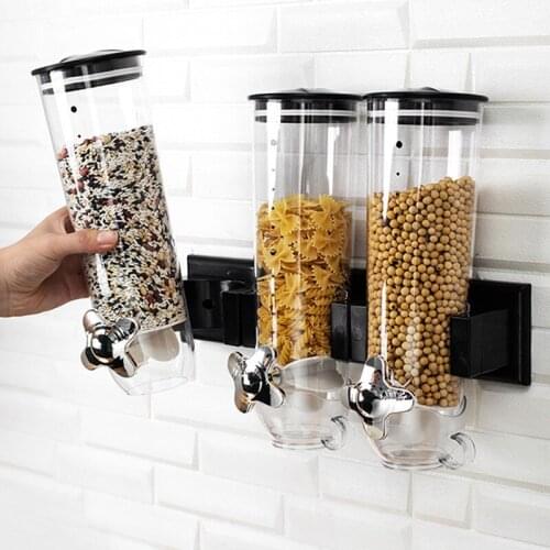 Wall-Mounted Cereal Dispenser Bottle Tank Kitchen Storage Box Grain Dry Food Grain Cans Container Snack Sugar Nuts Candy Barrel