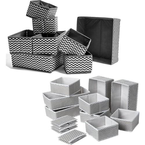 Non-Woven Storage Box, Black And White Striped Foldable Underwear Storage Box, Wardrobe Space-Saving Organizer, Sundries Storage