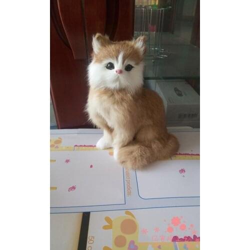 New simulation yellow cat polyethylene & fur lucky cat model gift about 21x16cm177