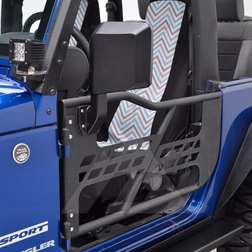 One set J197 black steel half tube doors with side mirror for jeep wrangler jk 07-15 2 doors auto products Lantsun