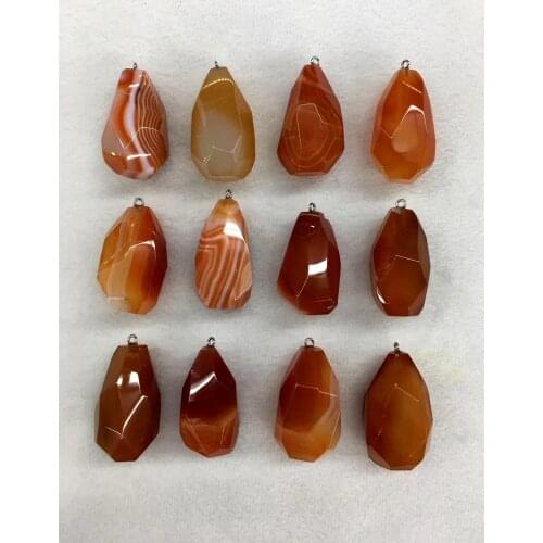 Wholesale 5pcs/pack Faceted Red Carnelian Agates Bead Pendant,Natural Stone Pendant fit Jewelry