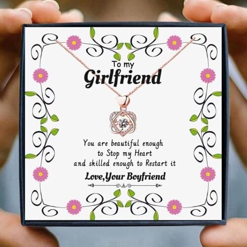 Rose Gold Necklace Christmas Gift for Girlfriend Flower Women Pendant Necklaces Female Jewelry Necklace from Boyfriend Birthday