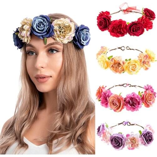 Lady Girl Sweet Headband Floral Crown Party Flower Headband Hair Women Hair Crown Headband Wreath Hairband Венок На Голову Цветы
