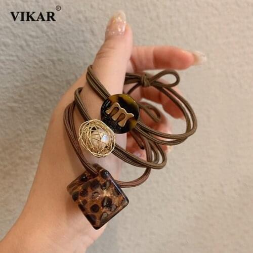 Girls Ins Leopard Elastic Hair Band Scrunchie Women Cute Hairball Ponytail Holder Hair Rope Rubber Band Fashion Hair Accessories