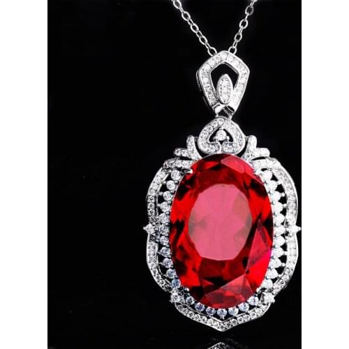 Luxury High Quality Jewelry Exquisite Oval Pendant Necklace Inlay Exaggerated Big Zircon S925 Accessories For Women Anniversary