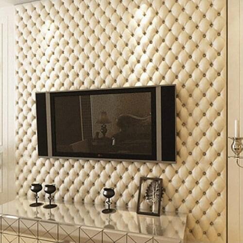 Luxury European-Style 3D Imitation Leather Soft Wallpaper TV Background Wall Bedroom Living Room Porch Film and Television Wall