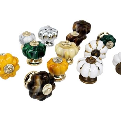 Single hole closet door handles pumpkin ceramic handles 30mm drawer knobs cabinet handles with screws furniture handles muebles