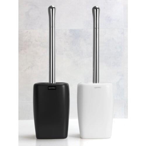 Modern Nordic Toilet Brush Holder Ceramic Without Punching Silicone Toilet Brush Set with Cover Brosse Wc Bathroom Fixture DH50M