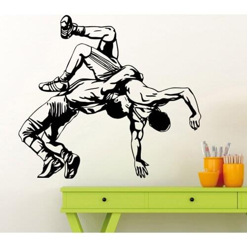 Wrestling Wall Sticker Wrestler Throw Sports Vinyl Wall Decal Home Living Room Bedroom Decoration Waterproof Wallpaper X664
