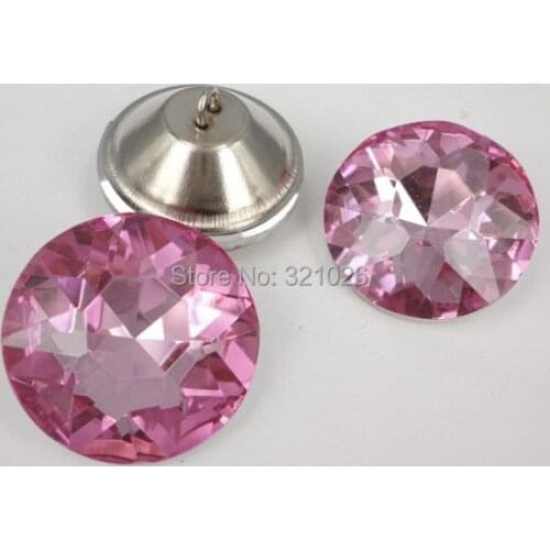 Free DHL shipping, 300pcs 20MM Pink Diamond Crystal Glass Buttons For Sofa and Home decoration