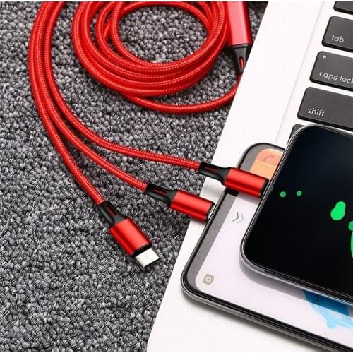 3in1 DataLine USB Cable for iPhone Fast Charger Charging Cable For Android phone type-c xiaomi huawei Samsung Charger Wire redmi