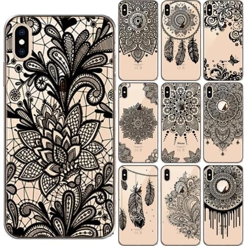 Vintage Floral Lace Mandala Flower Soft TPU Phone Case Cover For Apple iPhone 12 11 Pro Max X XS Max XR 8 7 6 6S Plus 5 5S SE