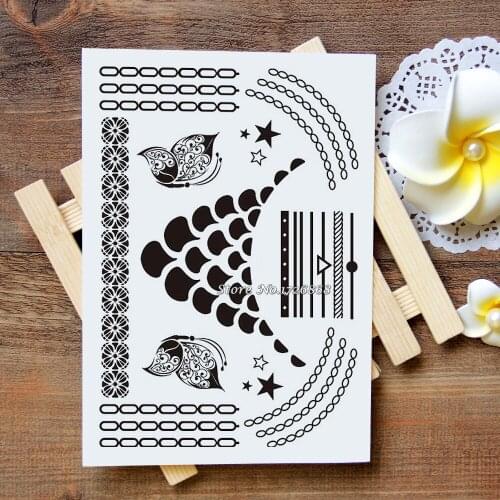 Waterproof Metallic Gold Silver White Temporary Tattoo For Black India Henna Tattoo Love Flower Pattern #025