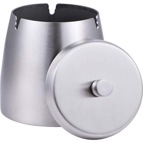 High Quality Stainless Steel Thickened Ashtray With Lid Creative Personality Windproof Rainproof Portable Round Metal Ashtray