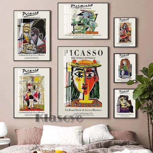 Picasso Exhibition Museum Retro Poster Abstract Wall Art Prints Canvas Painting Modern Home Room Decor Gallery Wall Picture Gift