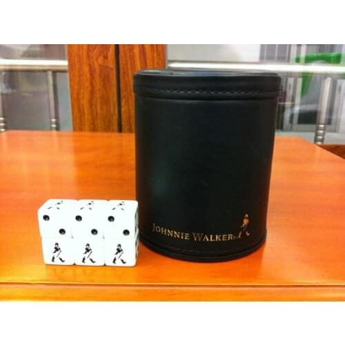 Whisky Johnnie Walker high quality leather Dice cup Shake cup box with 6pcs 12mm dices GYH