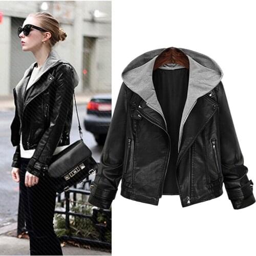 2021 Hot Winter Coat Retro High Street Women Pu Leather Jacket Short Black Faux Leather Jacket Female Loose Personality