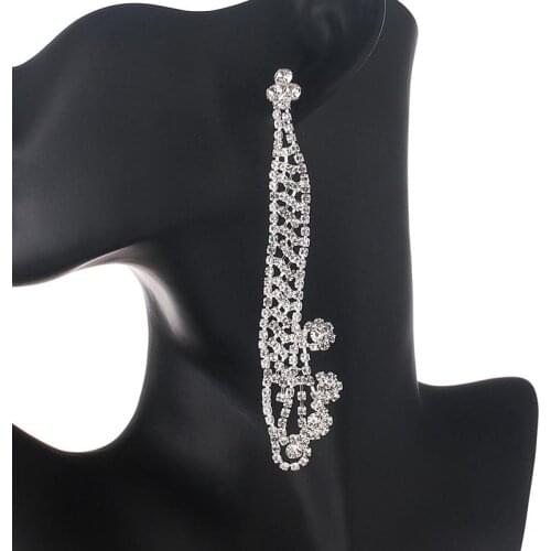 YFJEWE Geometric Luxury Full Rhinestone Exaggerated Rectangle Long Drop Earrings for Women Fashion Pendientes Jewelry E688