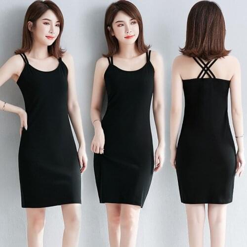 Spring summer Woman Cotton Soft Sleeveless Dress Casual Satin Sexy Camisole Elastic Female Home Beach Dresses