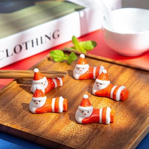 1PC Ceramic Santa Claus Chopstick Rest Holder DIY Home Study Pen Rack Ornaments Decoration